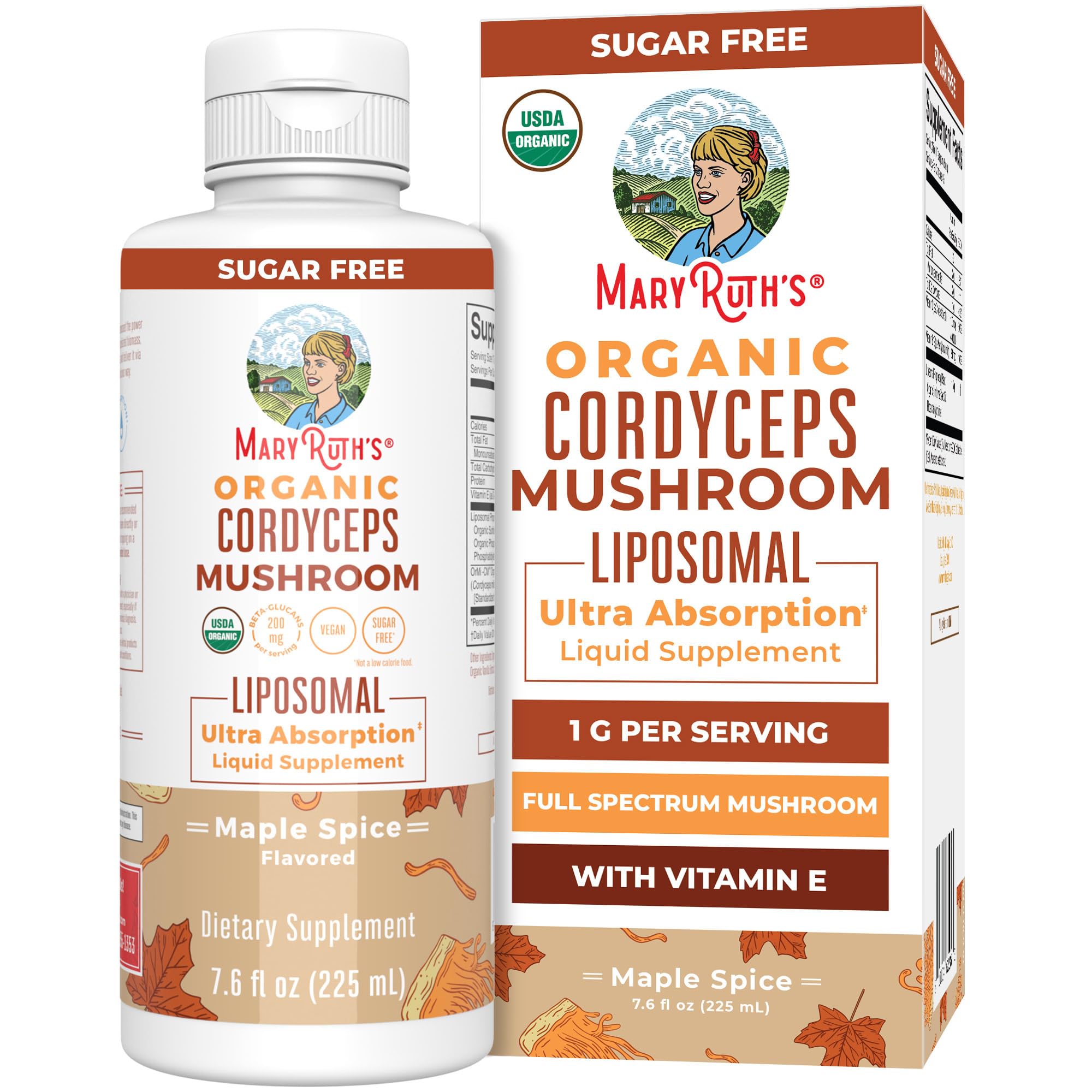 MARYRUTH'S Organic Cordyceps Mushroom Liposomal 281g front view