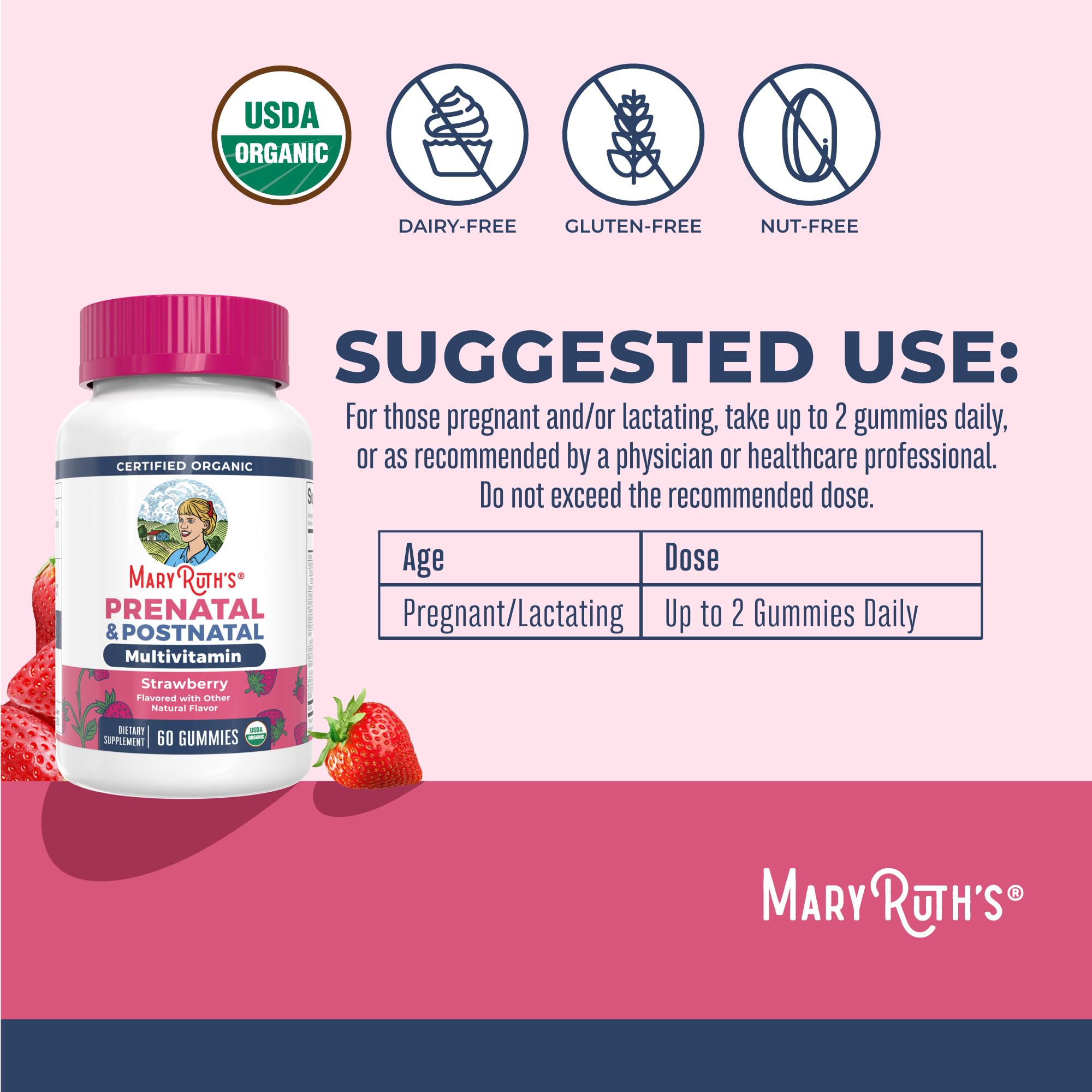 MARYRUTH'S Organic Gummies with strawberry flavour