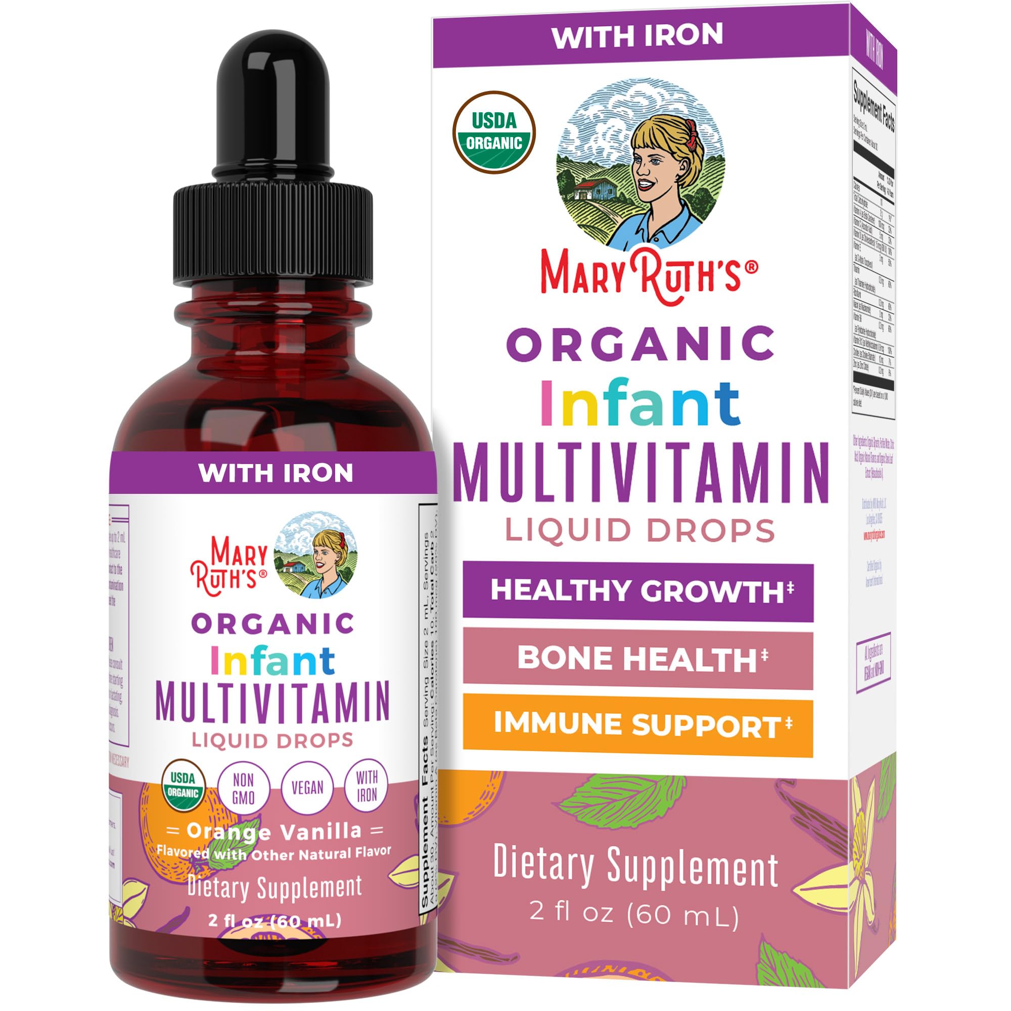 MARYRUTH'S Organic Infant Multivitamin Liquid Drops front view