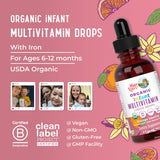 MARYRUTH'S Organic Infant Multivitamin Liquid Drops in a child's hand