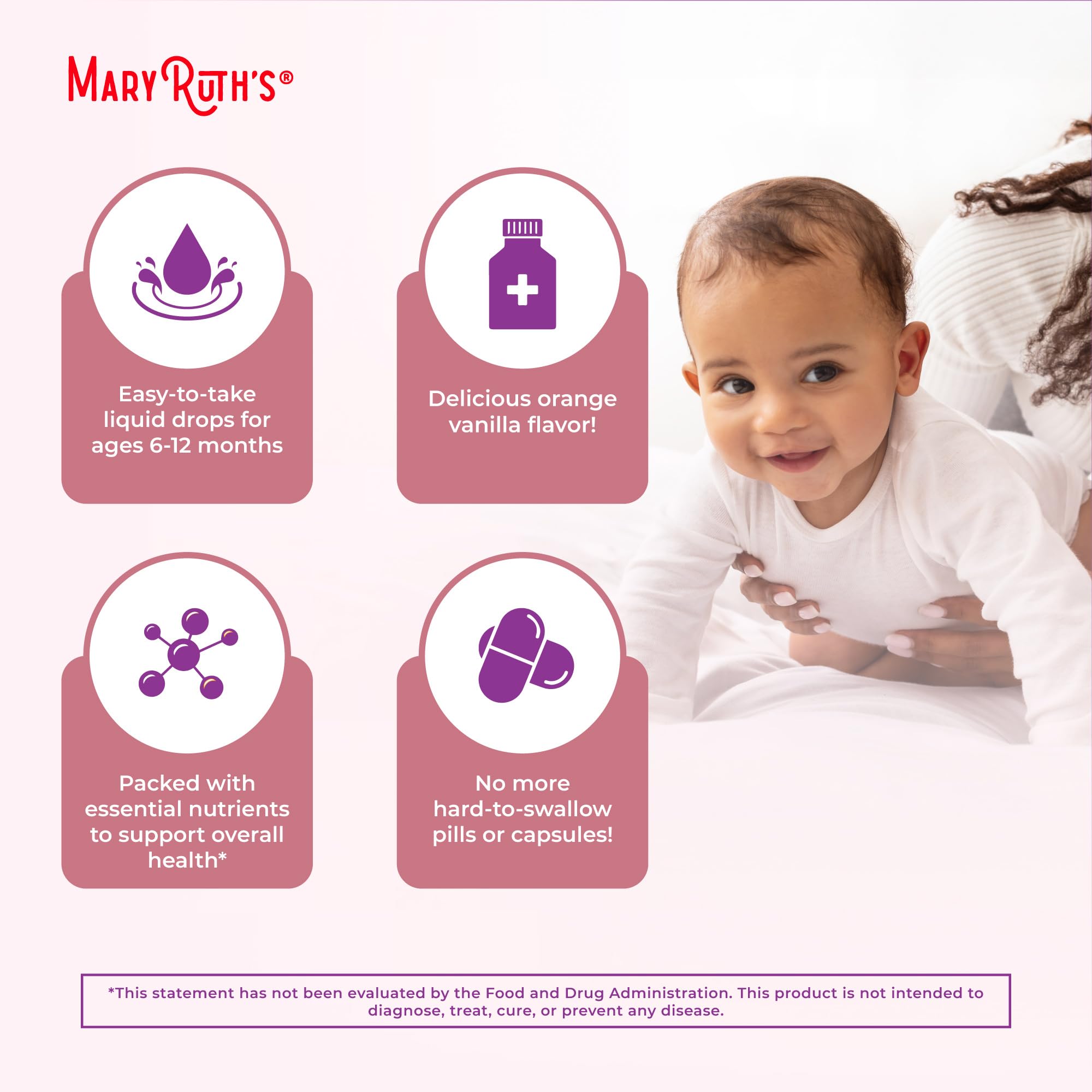 MARYRUTH'S Organic Infant Multivitamin Liquid Drops on a kitchen counter