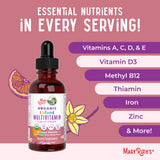 MARYRUTH'S Organic Infant Multivitamin Liquid Drops with a baby bottle