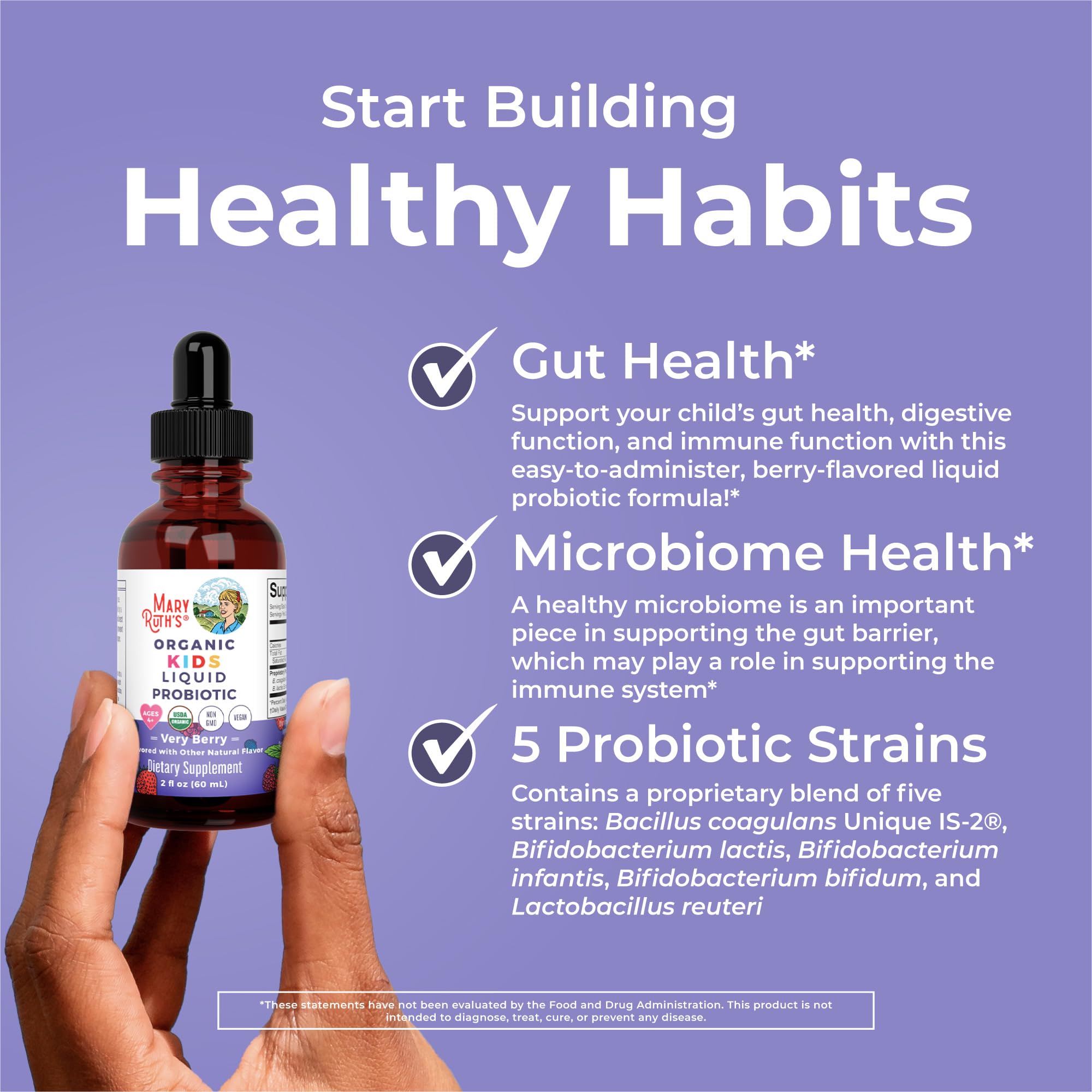 MARYRUTH'S Organic Kids Liquid Probiotic 141g on a kitchen counter