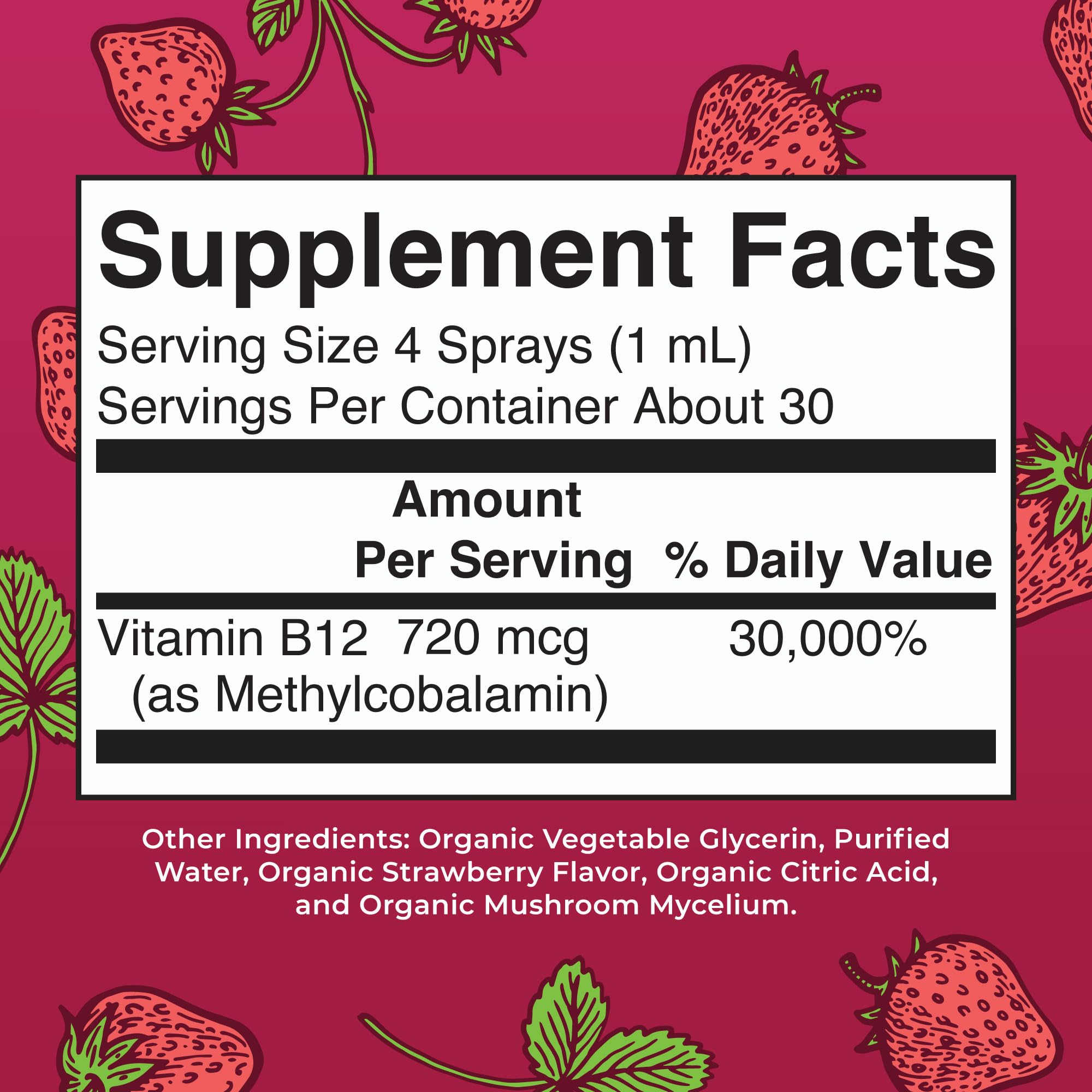MARYRUTH'S Organic Liquid B12 Spray bottle side view