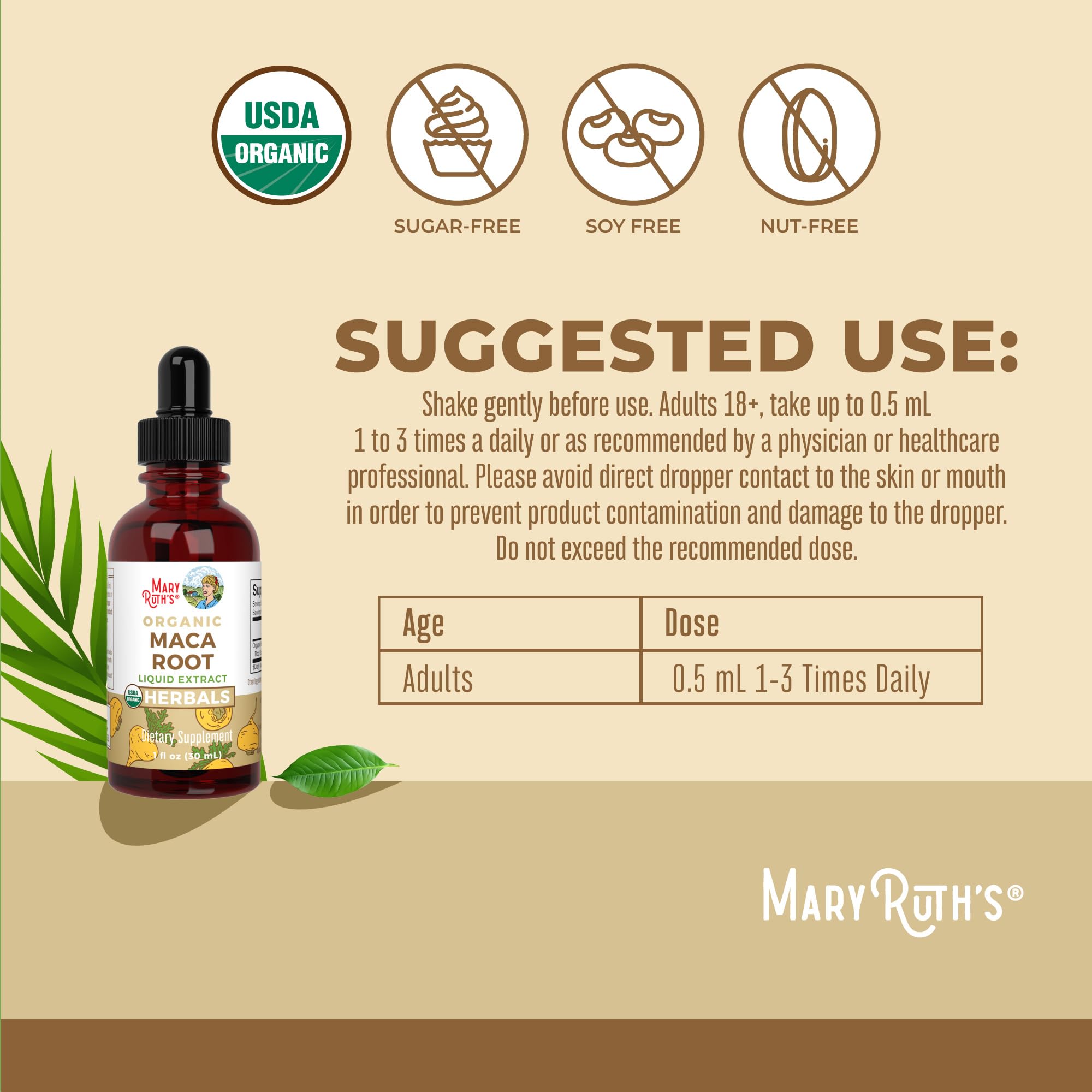 MARYRUTH'S Organic Maca Root Liquid Drops 28g side view