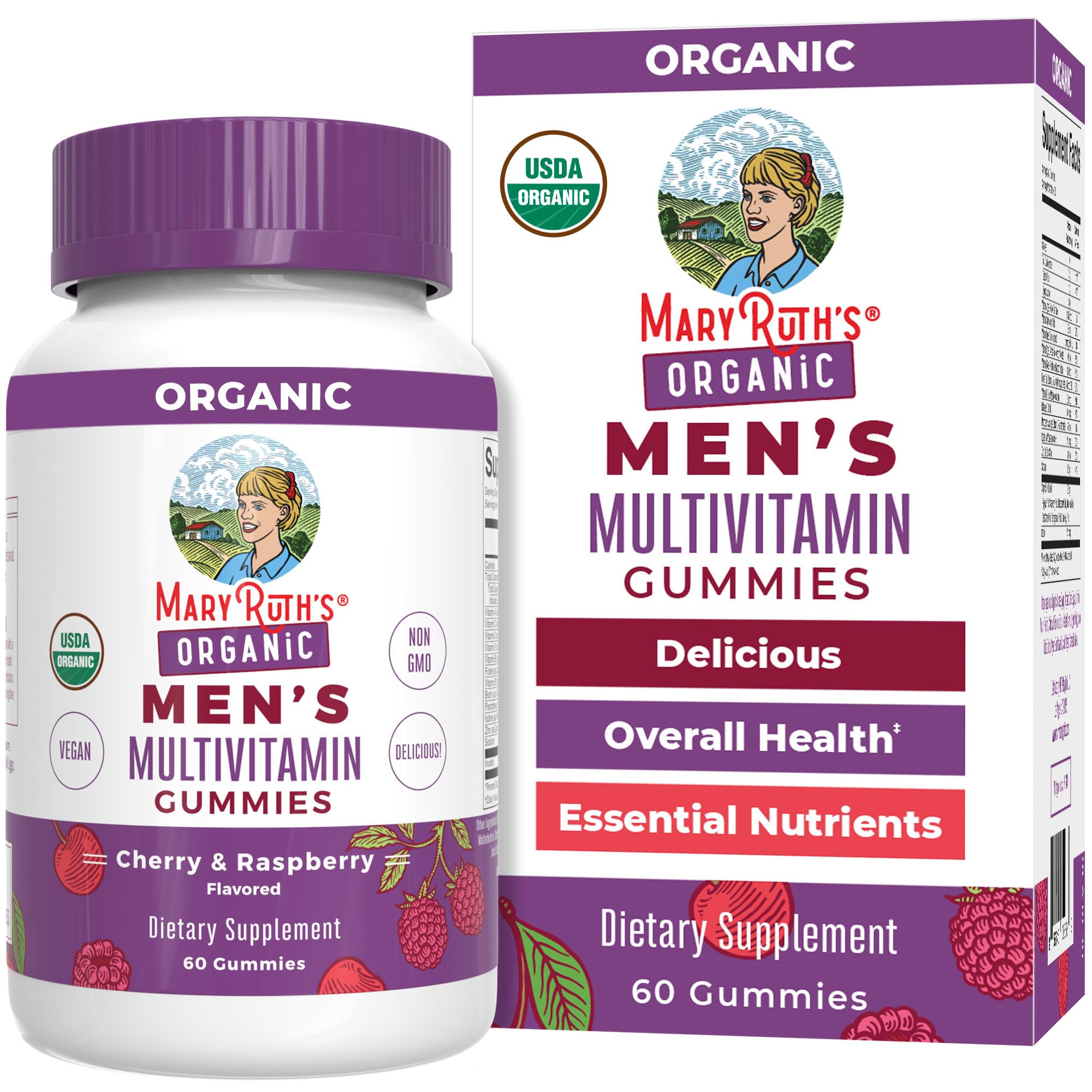 MARYRUTH'S Organic Men's Multivitamin Gummies front view with packaging