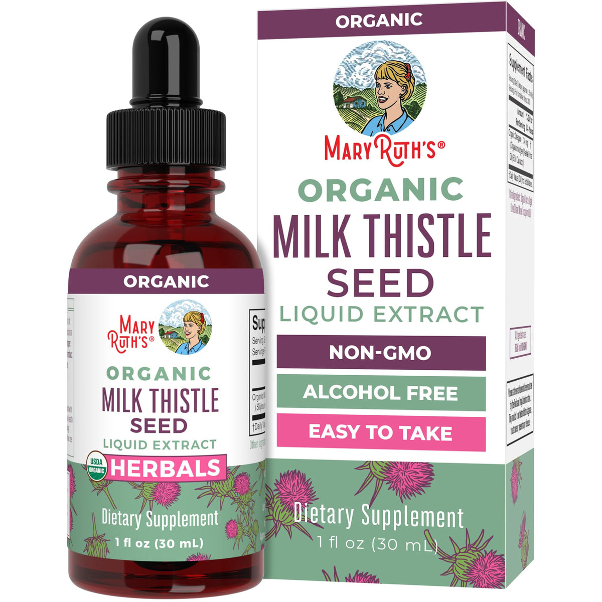 MARYRUTH'S Organic Milk Thistle Seed Drops bottle front view