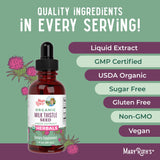 MARYRUTH'S Organic Milk Thistle Seed Drops with water glass