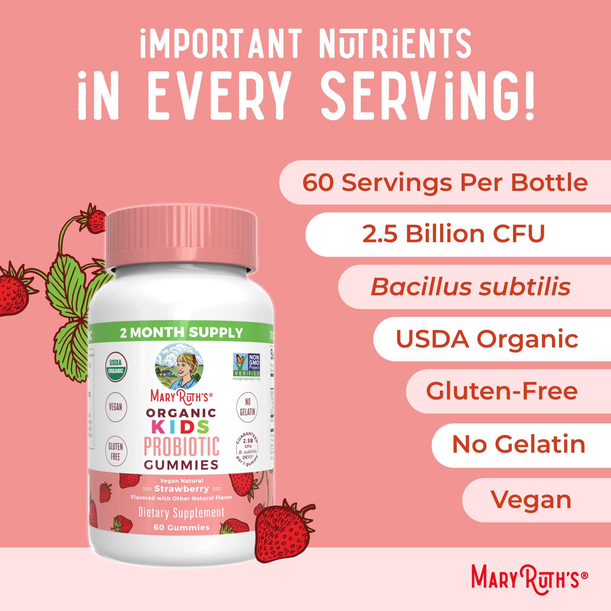 MARYRUTH'S Organic Probiotic Gummies for Kids ingredients list