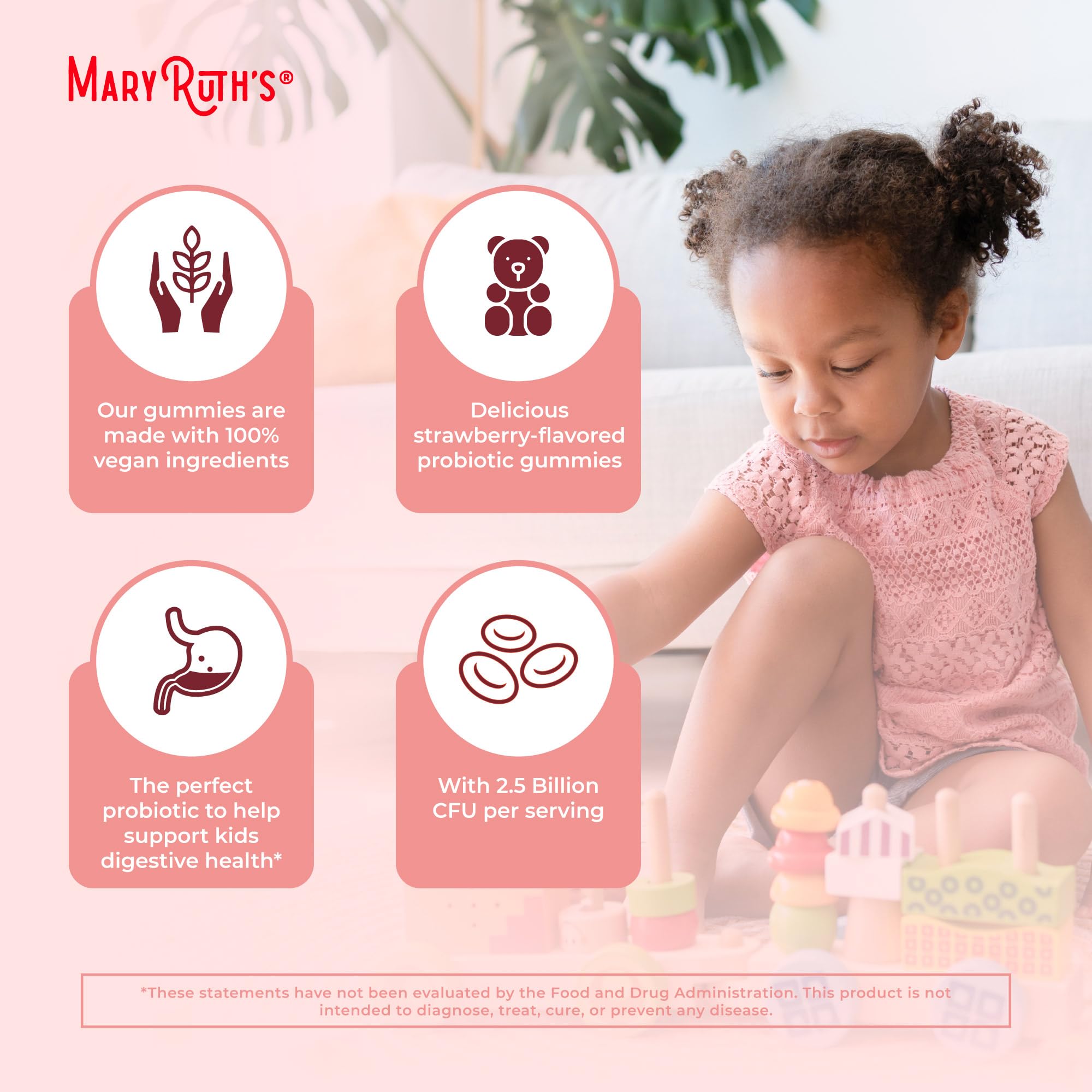 MARYRUTH'S Organic Probiotic Gummies for Kids packaging details