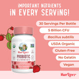 MARYRUTH'S Organic Probiotic Gummies in a hand for size reference