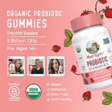 MARYRUTH'S Organic Probiotic Gummies with packaging on a wooden table