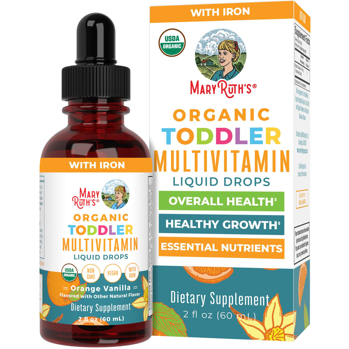 MARYRUTH'S Organic Toddler Multivitamin Drops front view