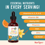 MARYRUTH'S Organic Toddler Multivitamin Drops in a child's hand