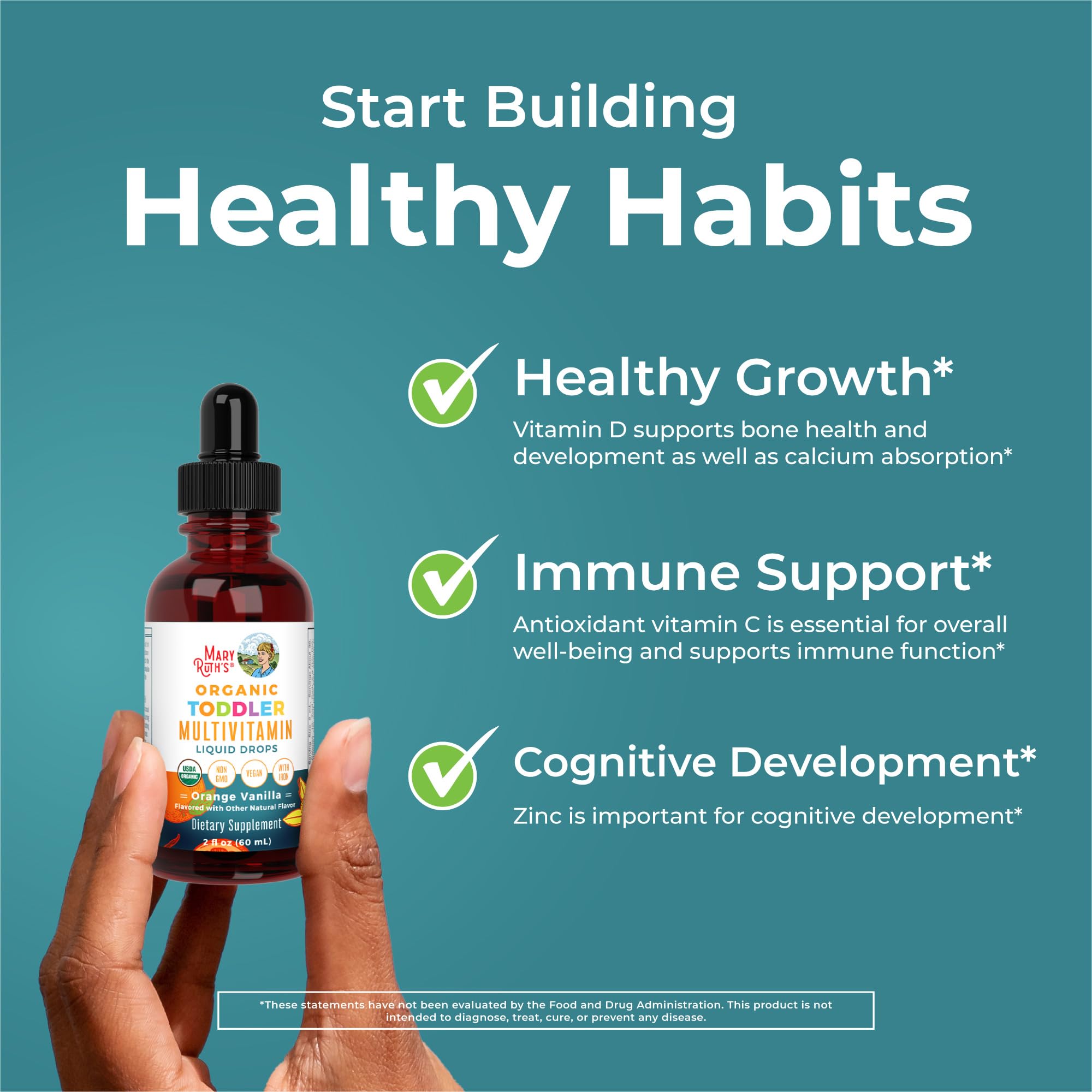 MARYRUTH'S Organic Toddler Multivitamin Drops on a kitchen table