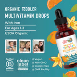 MARYRUTH'S Organic Toddler Multivitamin Drops with ingredients display