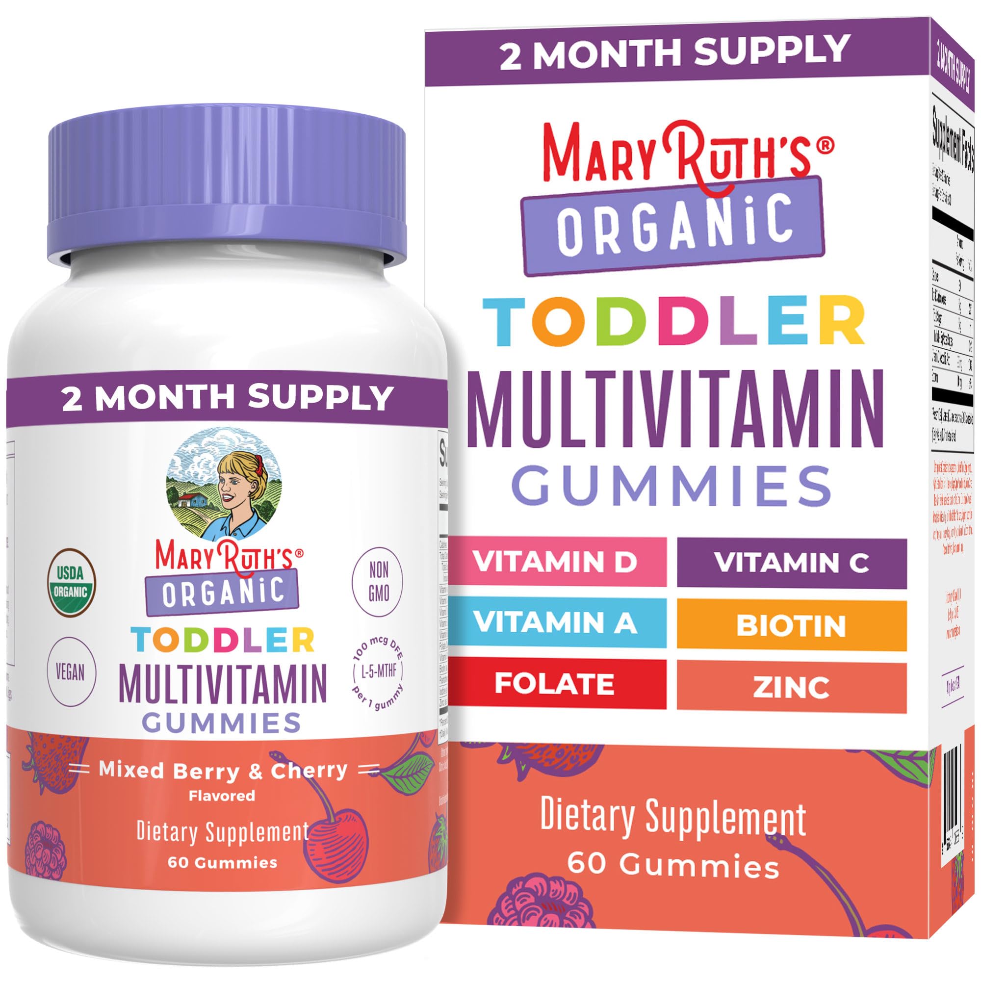 MARYRUTH'S Organic Toddler Multivitamin Gummies front view
