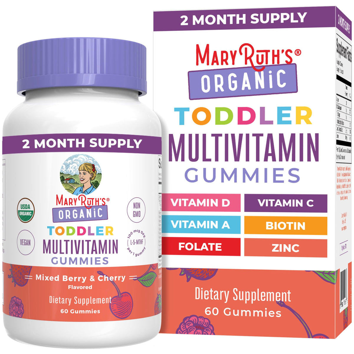 MARYRUTH'S Organic Toddler Multivitamin Gummies front view
