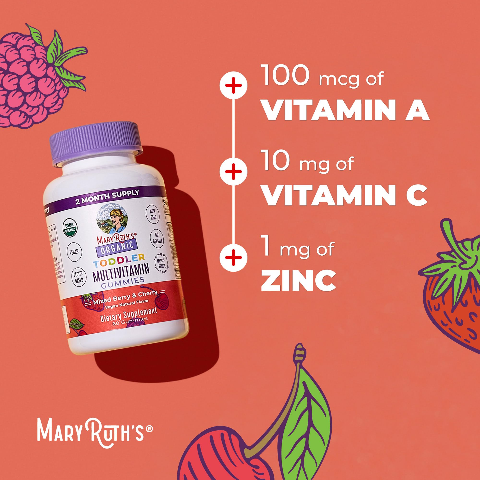 MARYRUTH'S Organic Toddler Multivitamin Gummies in a bowl