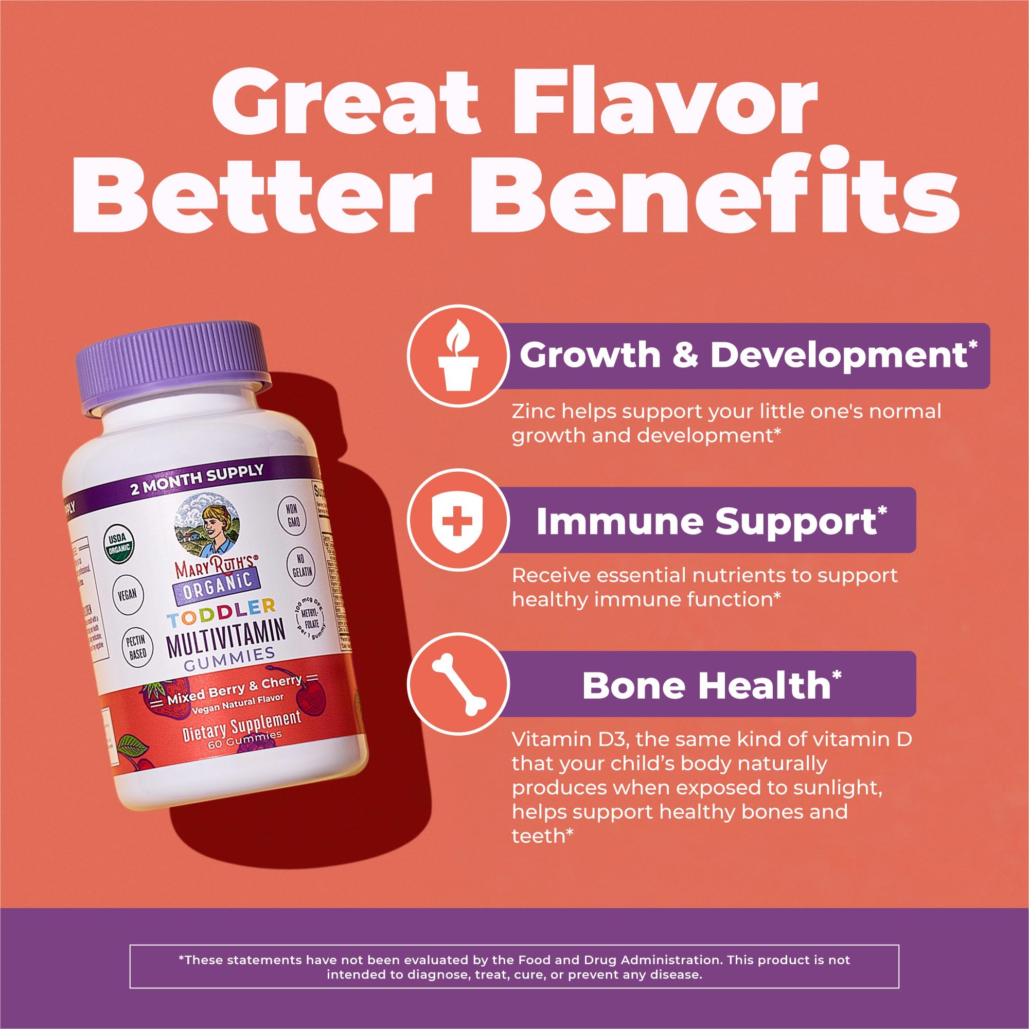 MARYRUTH'S Organic Toddler Multivitamin Gummies mixed berry flavour