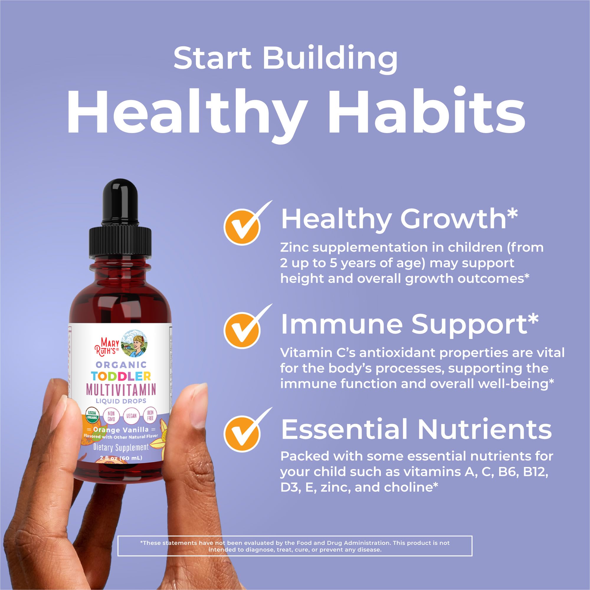 MARYRUTH'S Organic Toddler Multivitamin Liquid Drops in a spoon