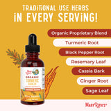 MARYRUTH'S Organic Turmeric Gold Liquid Drops on a wooden table