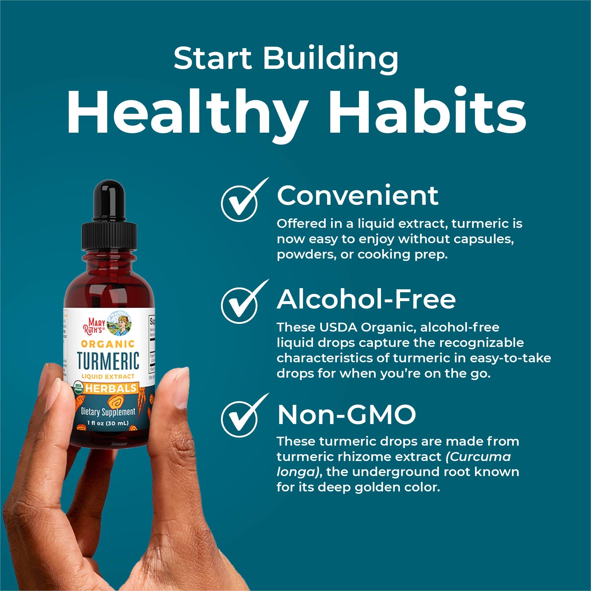 MARYRUTH'S Organic Turmeric Liquid Extract Drops 40g ingredients list