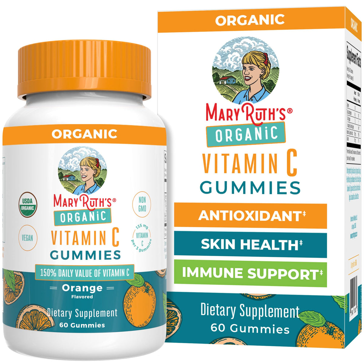 MARYRUTH'S Organic Vitamin C Gummies front view with packaging