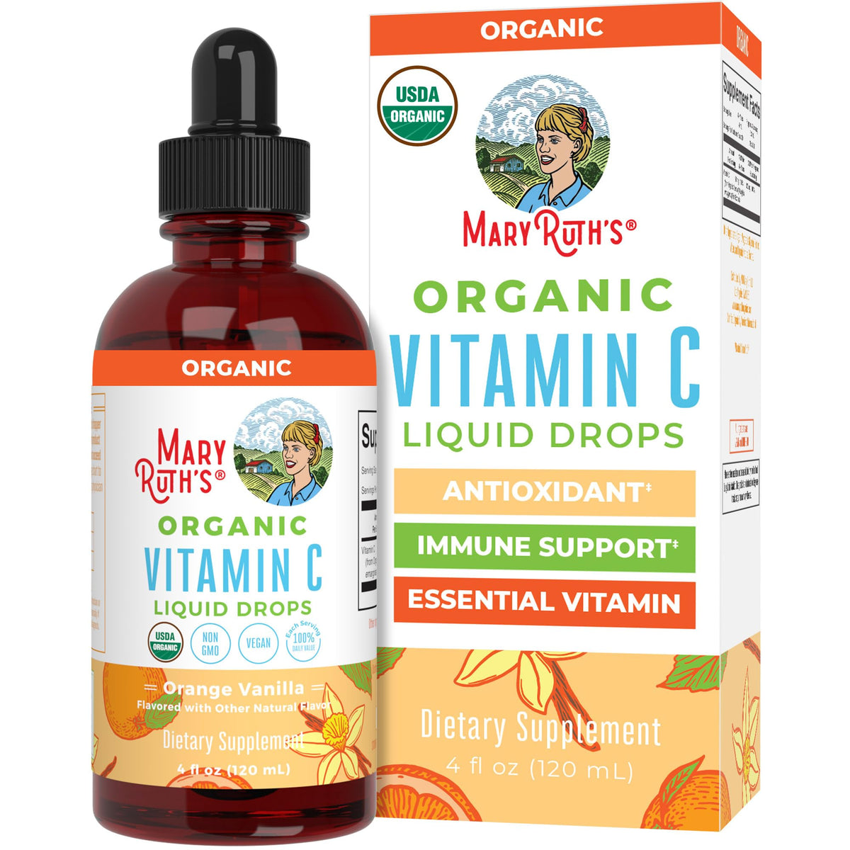 MARYRUTH'S Organic Vitamin C Liquid Drops 90mg front view