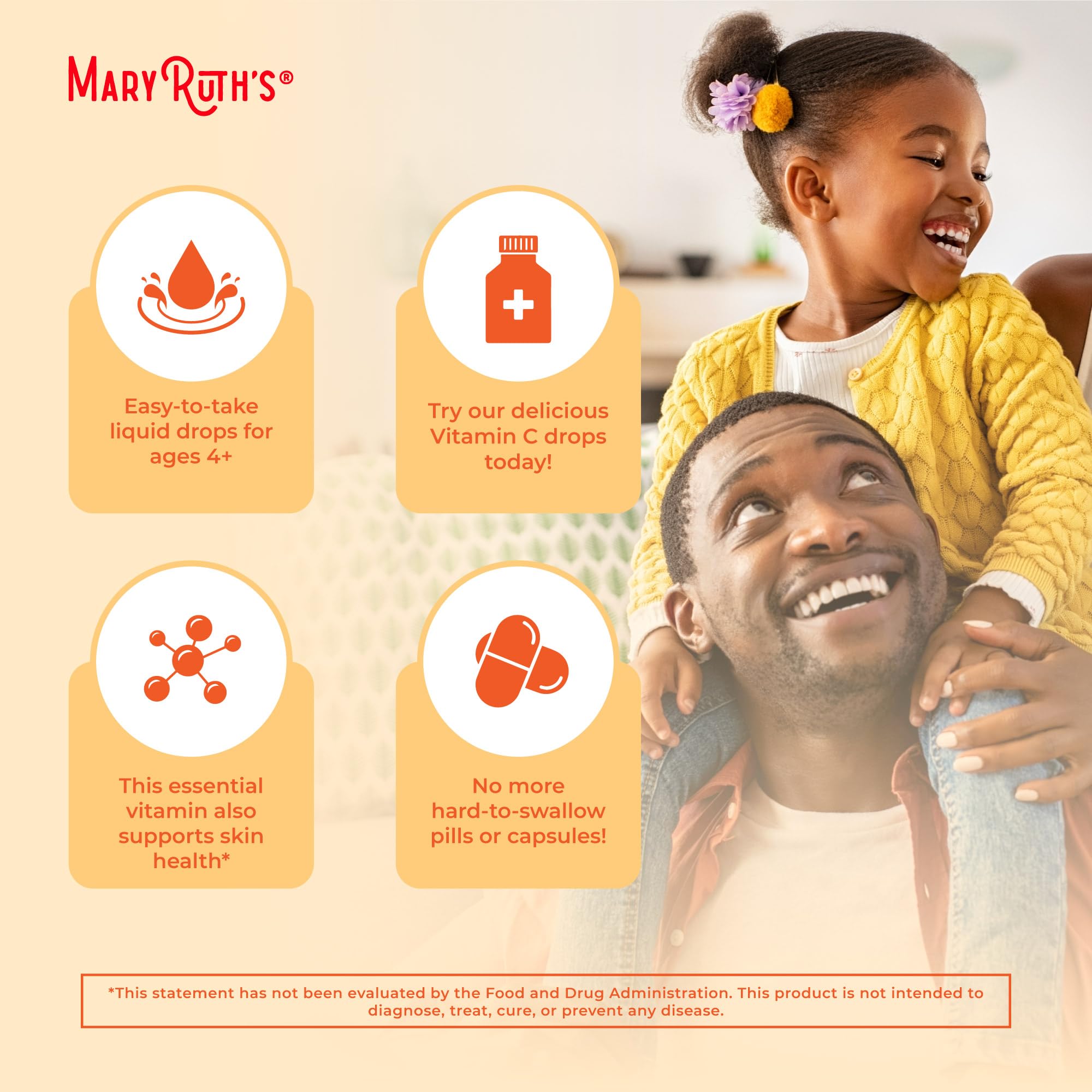 MARYRUTH'S Organic Vitamin C Liquid Drops 90mg with fresh fruit
