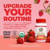 MARYRUTH'S Organic Vitamin D3 + B12 Gummies back view with ingredients