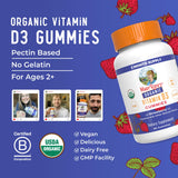 MARYRUTH'S Organic Vitamin D3 Gummies back view showing ingredients