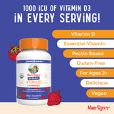 MARYRUTH'S Organic Vitamin D3 Gummies displayed with family-friendly items