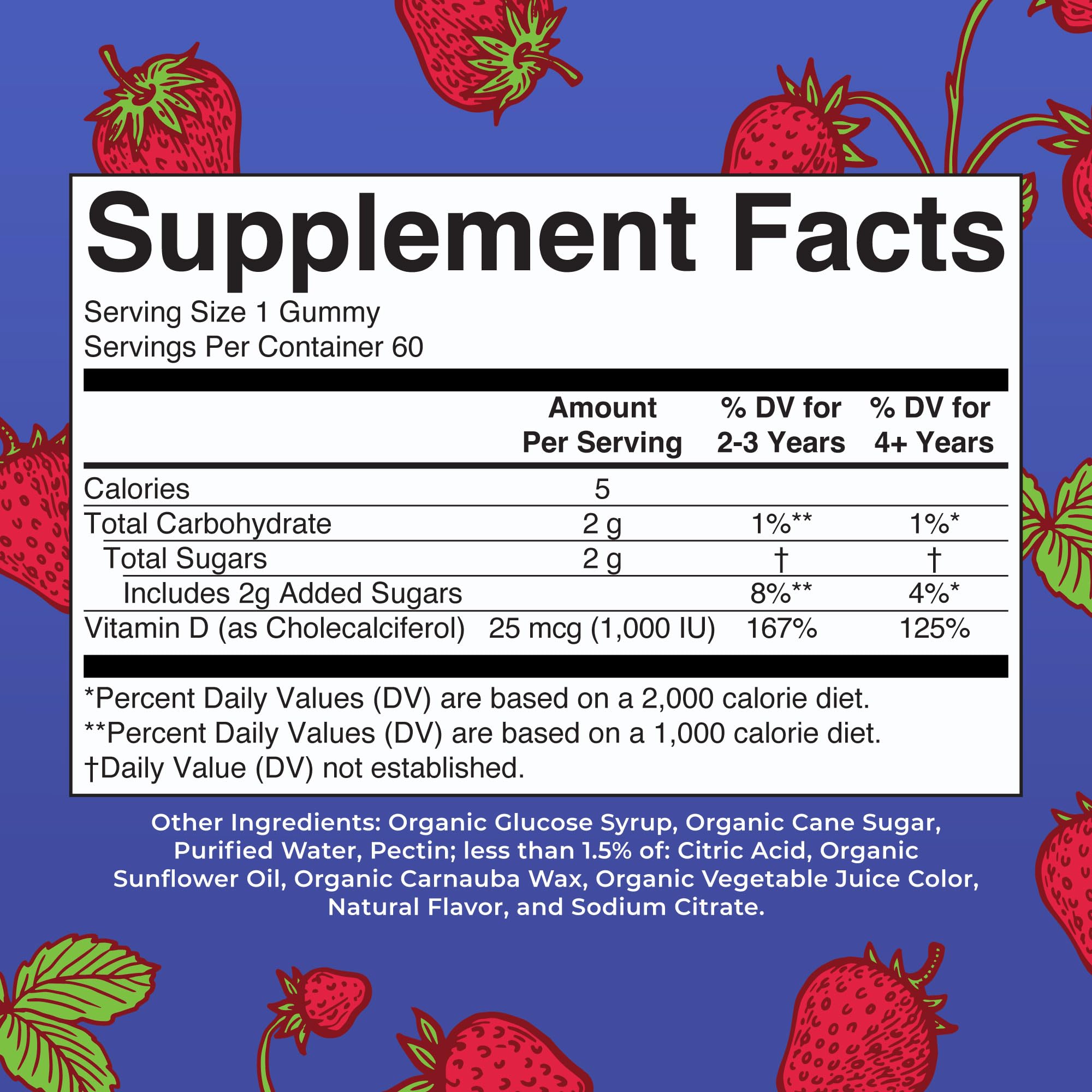 MARYRUTH'S Organic Vitamin D3 Gummies packaging side view