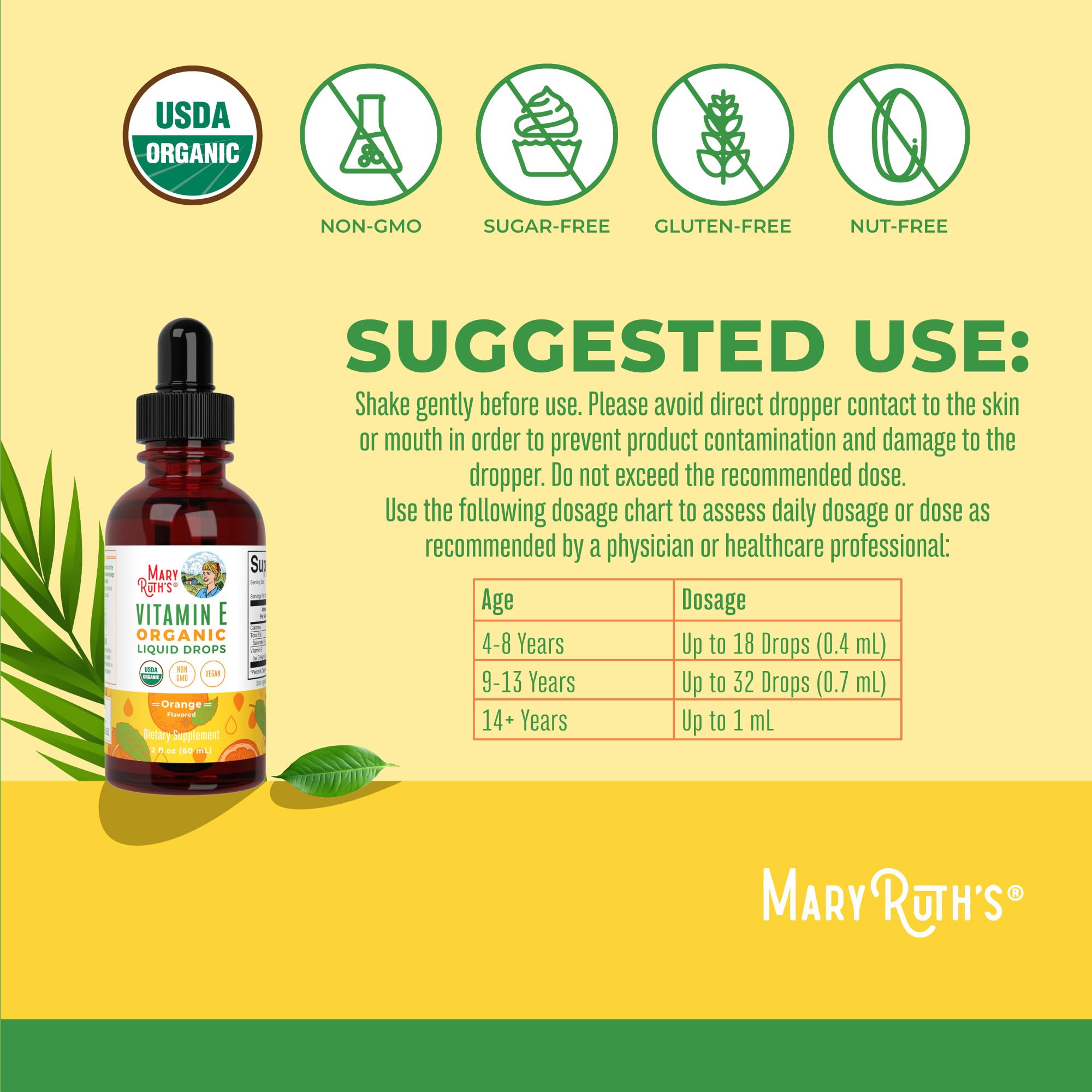 MARYRUTH'S Organic Vitamin E Liquid Drops dropper close-up