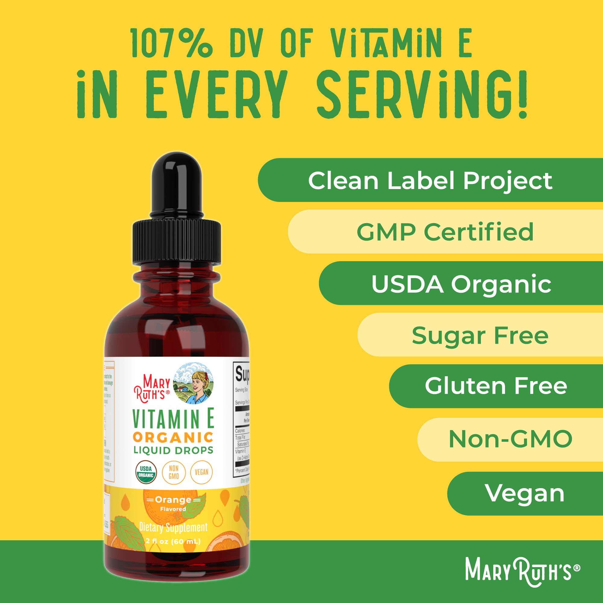 MARYRUTH'S Organic Vitamin E Liquid Drops with measuring dropper