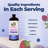 MARYRUTH'S Prenatal Multivitamin Liquid 907g on a kitchen counter