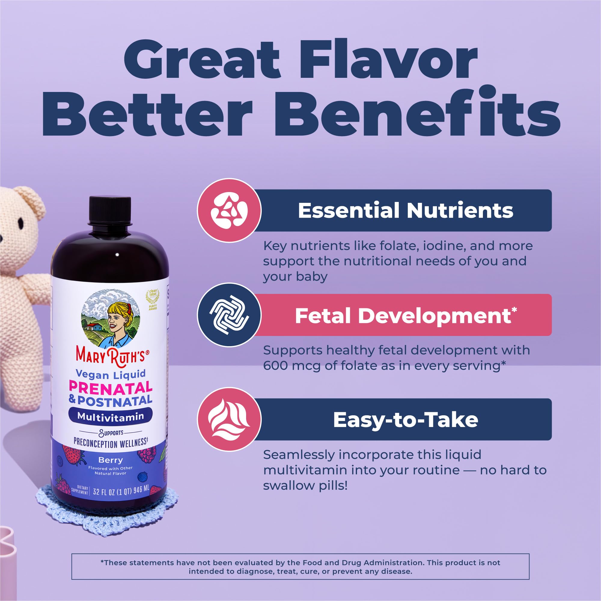 MARYRUTH'S Prenatal Multivitamin Liquid 907g pouring into a glass