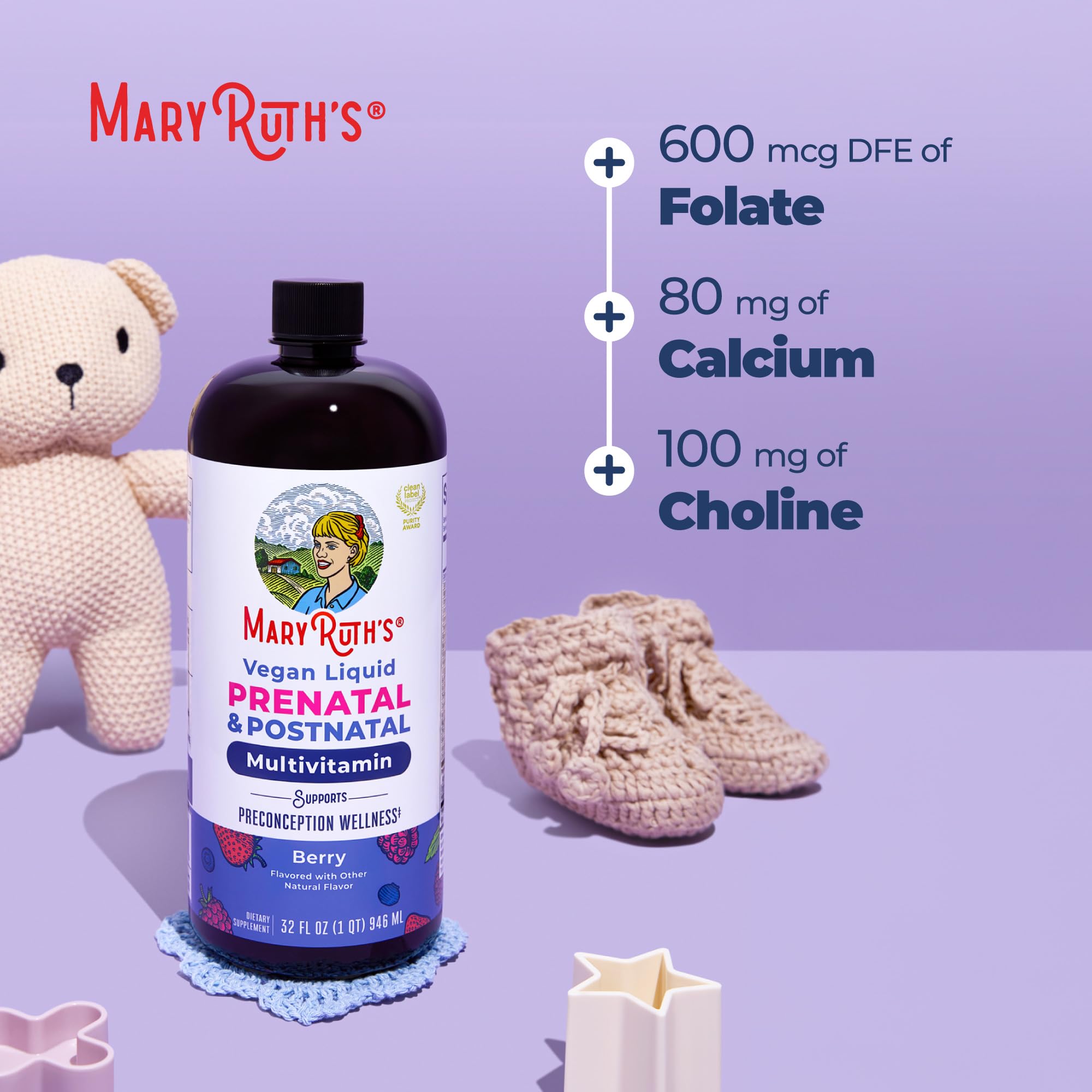 MARYRUTH'S Prenatal Multivitamin Liquid 907g with a measuring cup