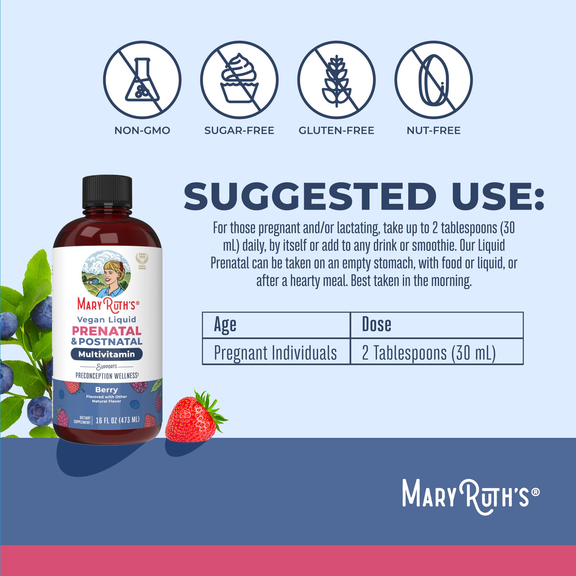 MARYRUTH'S Prenatal Multivitamin Liquid close-up of ingredients
