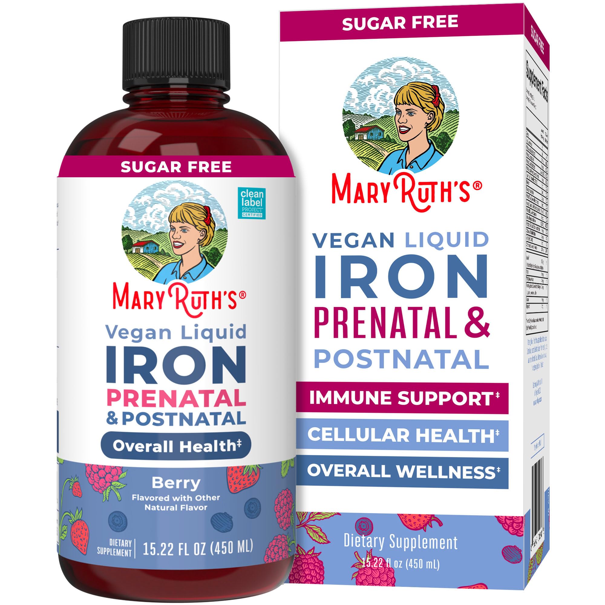 MARYRUTH'S Prenatal & Postnatal Liquid Iron 454g front view