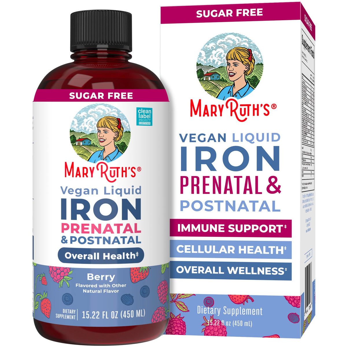 MARYRUTH'S Prenatal & Postnatal Liquid Iron 454g front view