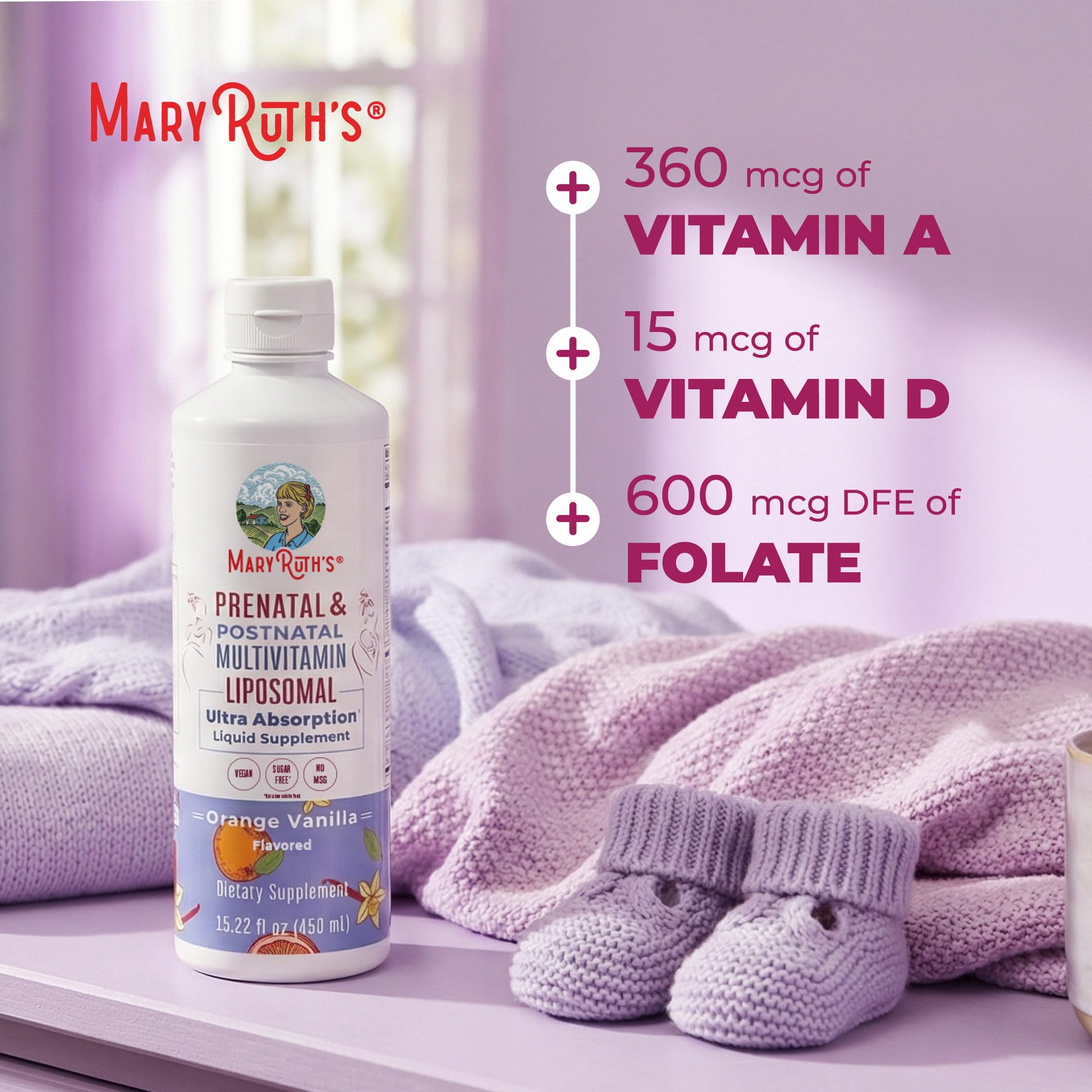 MARYRUTH'S Prenatal Postnatal Multivitamin Liposomal in a kitchen setting