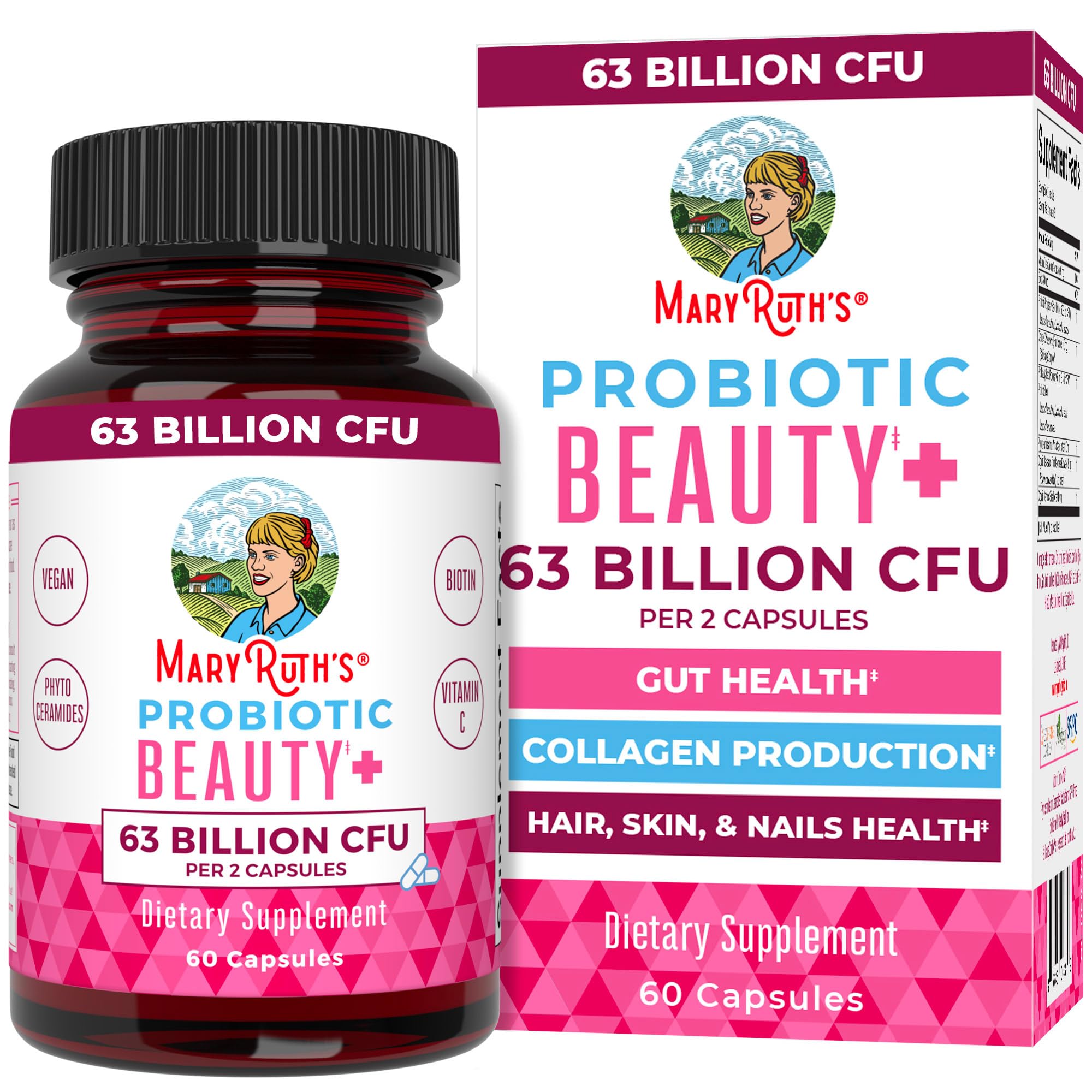 MARYRUTH'S Probiotic Beauty+ Capsules bottle front view