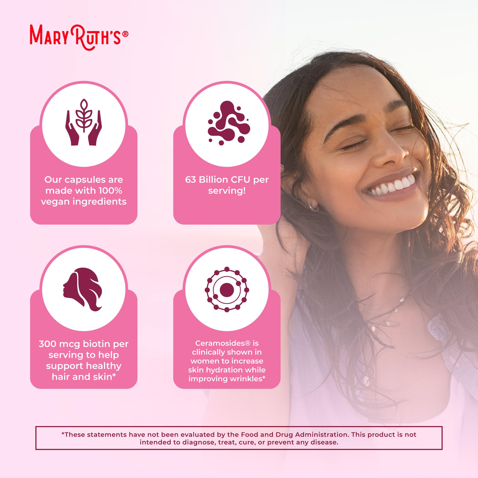 MARYRUTH'S Probiotic Beauty+ Capsules with a measuring spoon