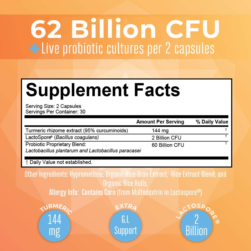 MARYRUTH'S Probiotic Turmeric+ capsules in a hand