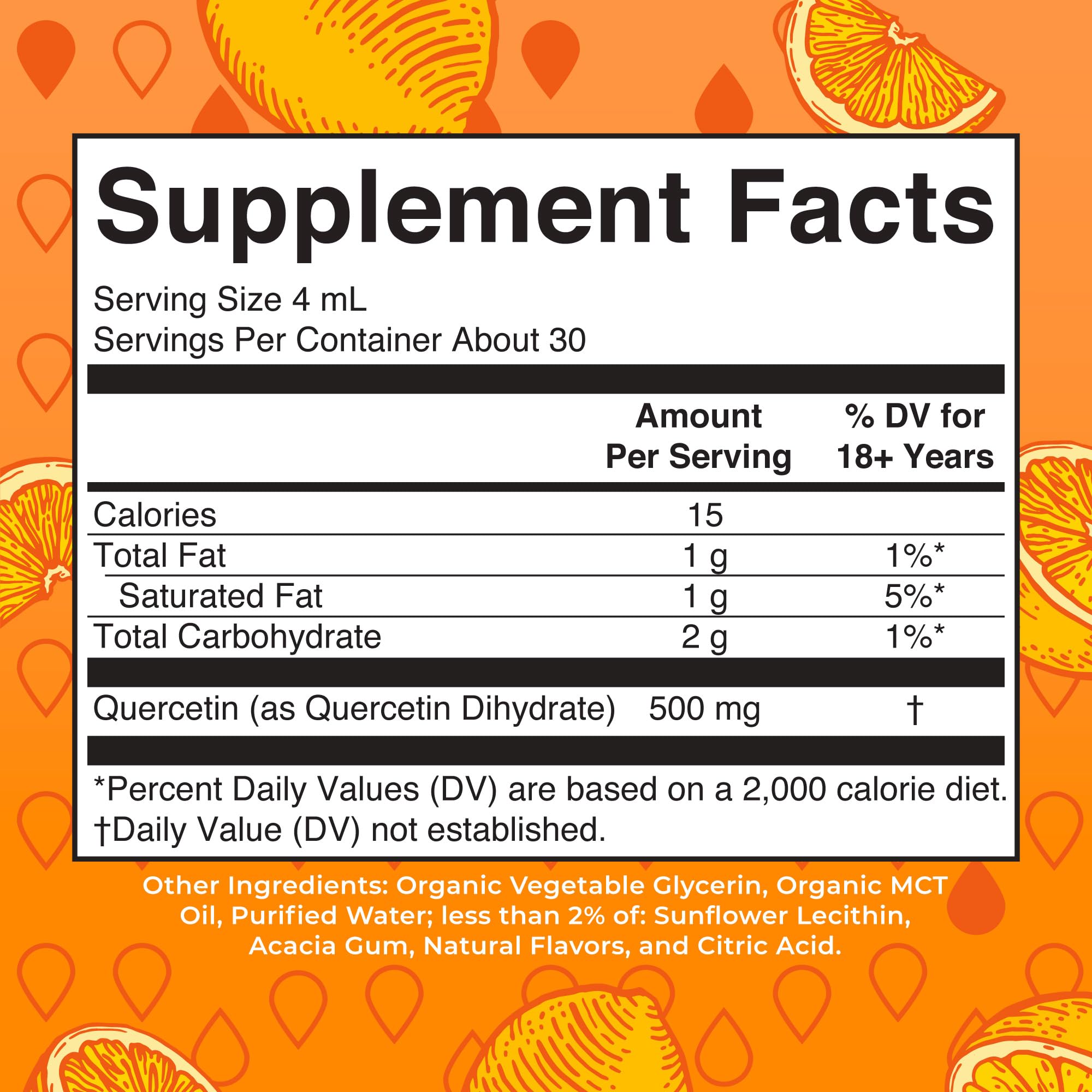 MARYRUTH'S Quercetin Liquid Drops 256g bottle side view