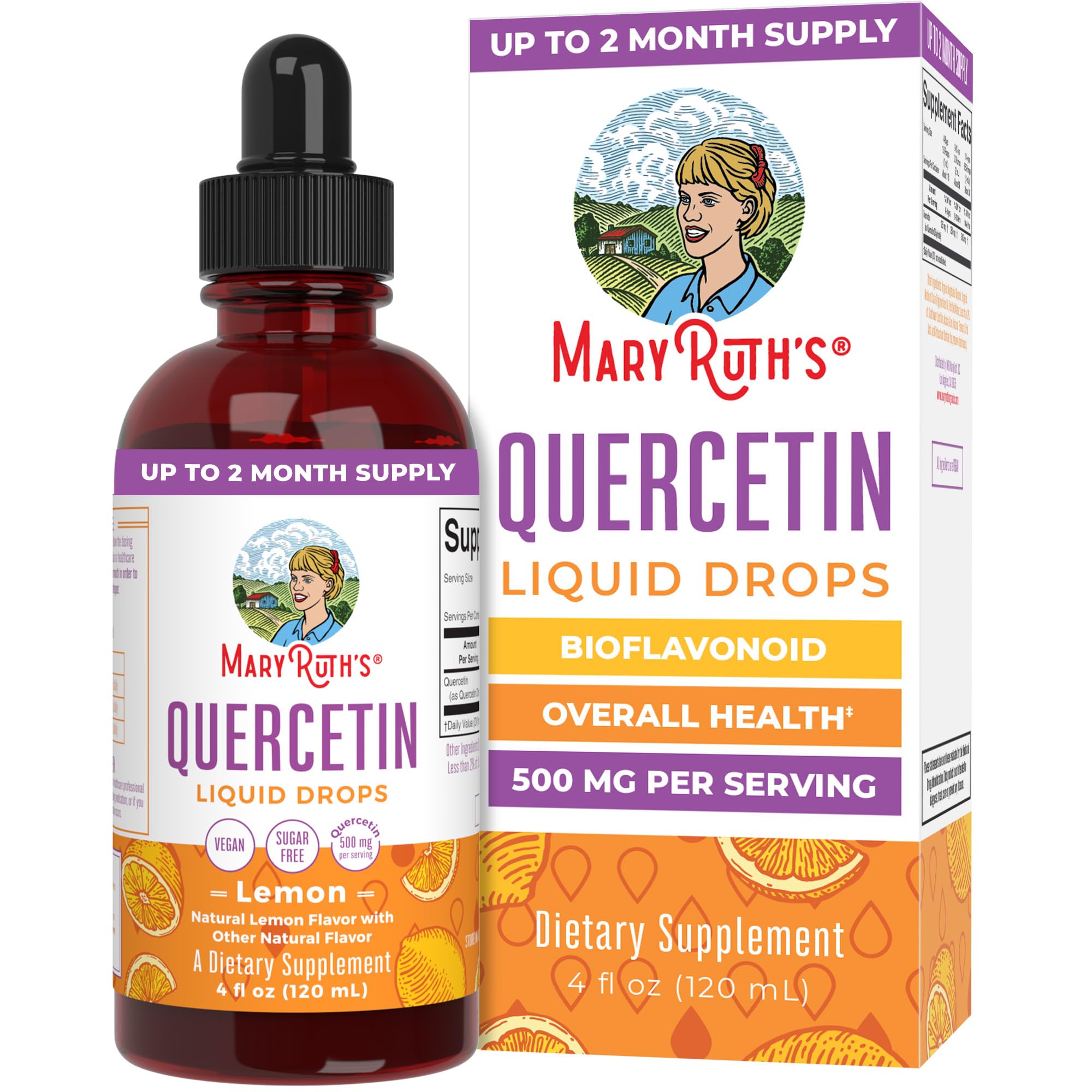 MARYRUTH'S Quercetin Liquid Drops 256g front view with packaging