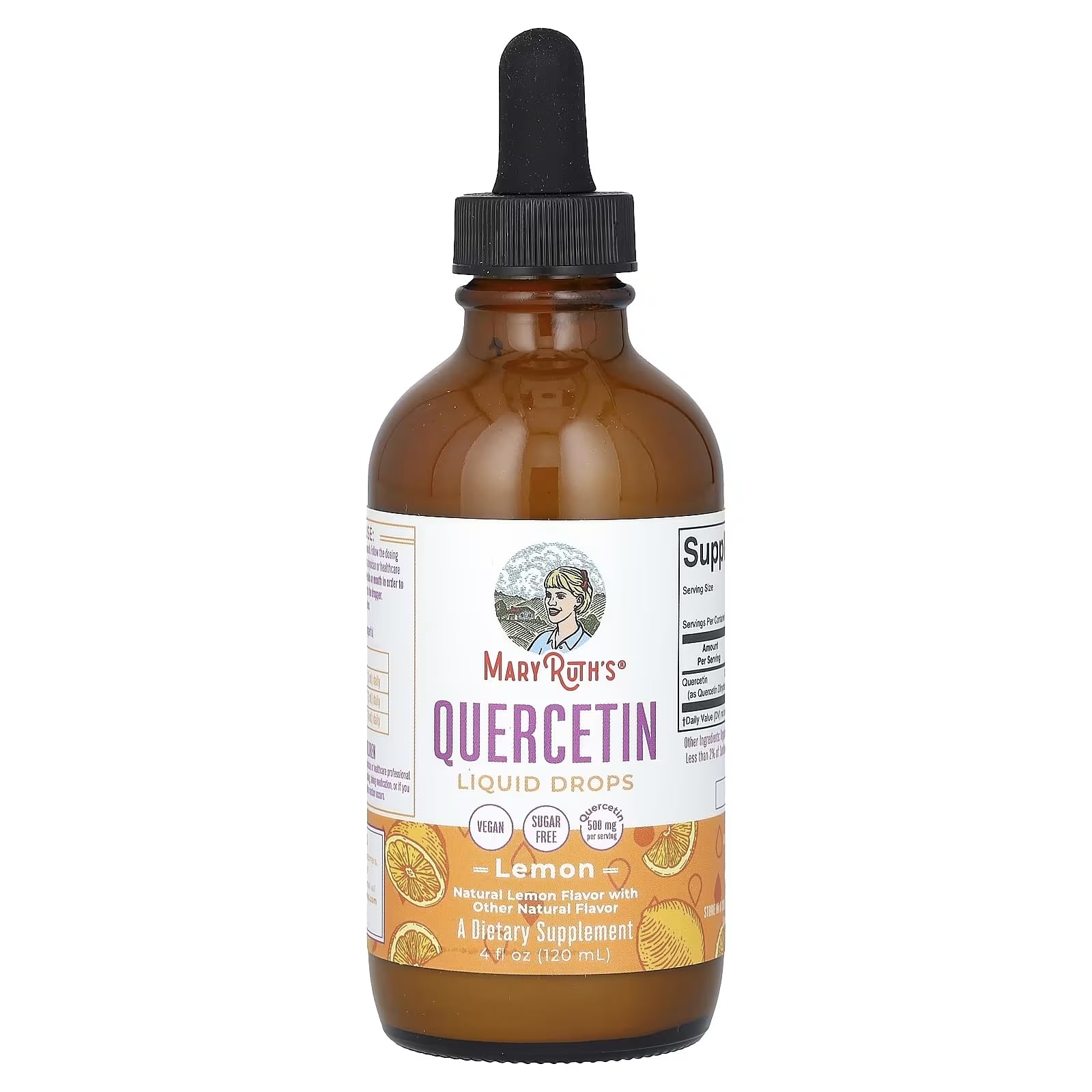 MARYRUTH'S Quercetin Liquid Drops 256g lid and dropper close-up