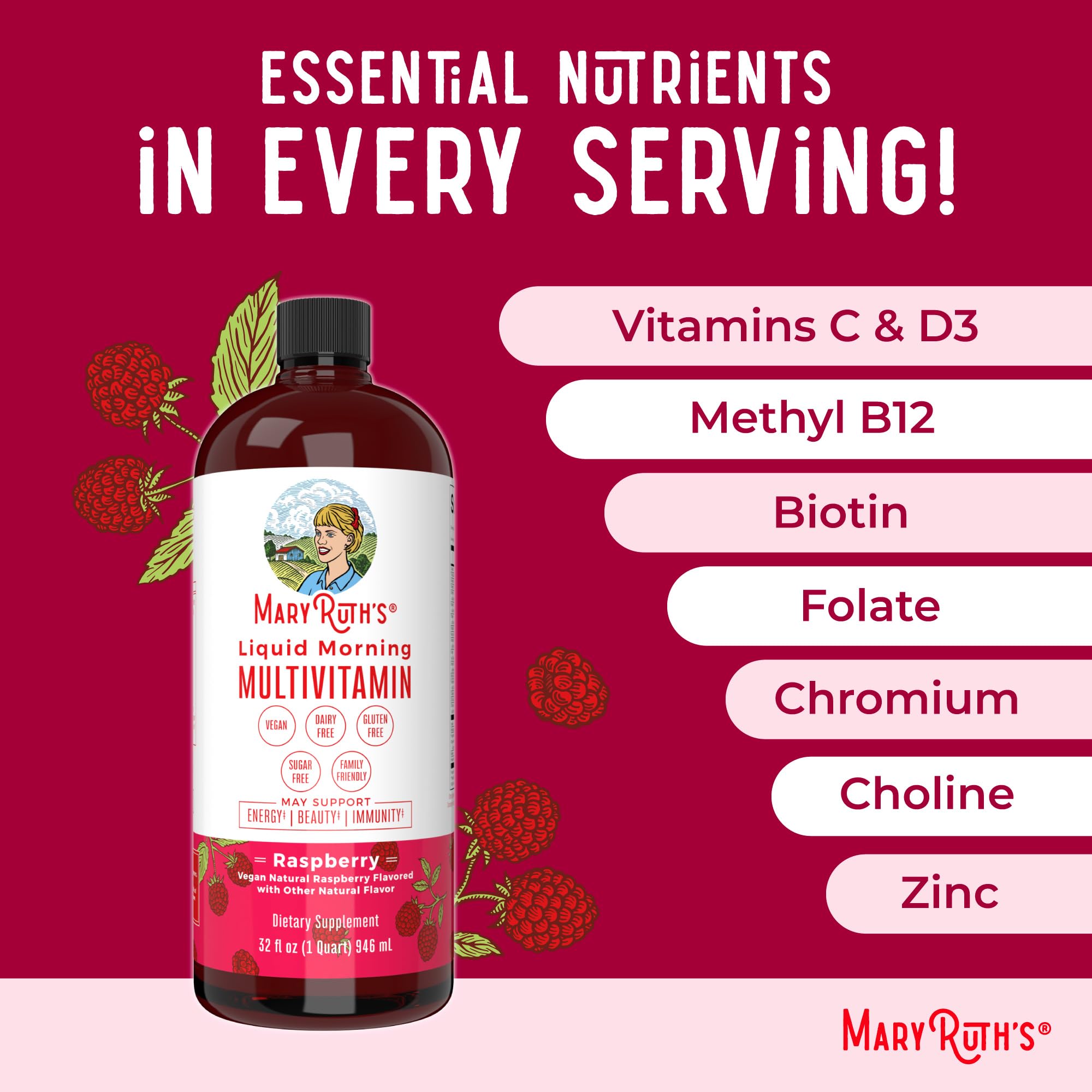 MARYRUTH'S Raspberry Liquid Daily Multivitamin lifestyle scene